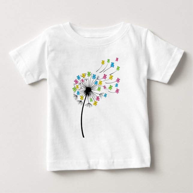 Flying cute bears dandelion flow t shirt (Framsida)