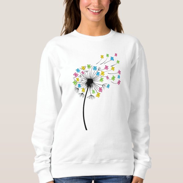 Flying cute bears dandelion flow t shirt (Framsida)