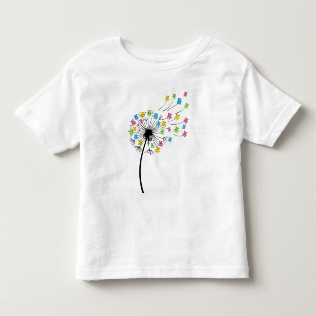 Flying cute bears dandelion flow t shirt (Framsida)