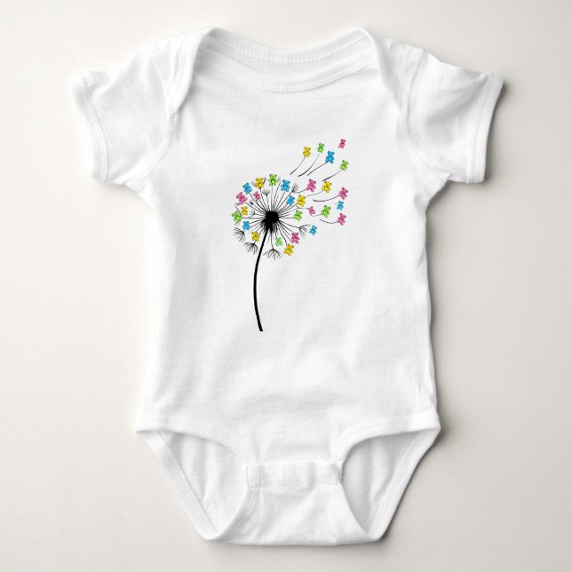 Flying cute bears dandelion flow t shirt (Framsida)