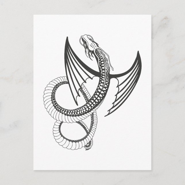Flying Dragon in dark gray and white Vykort (Framsida)