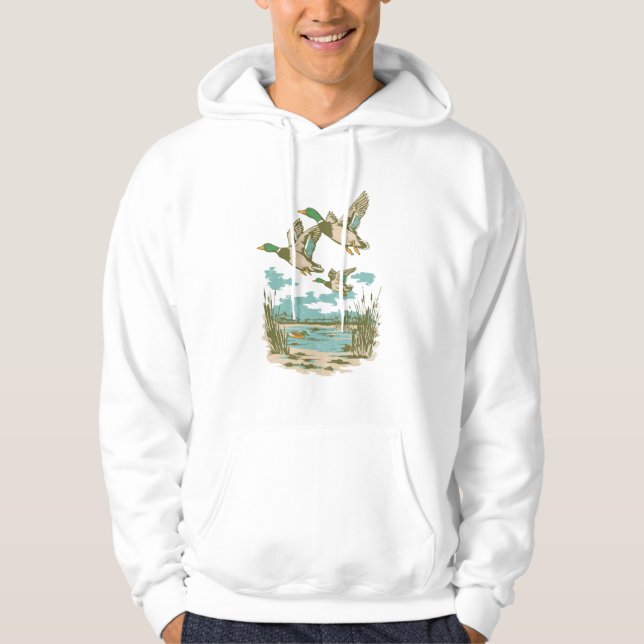 Flying Ducks Wetland Wildlife Nature Hunting Outdo Hoodie (Framsida)