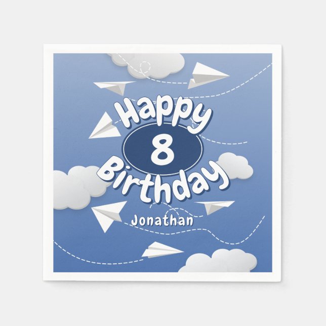 flying folded paper airplanes childrens birthday pappersservett (Framsidan)