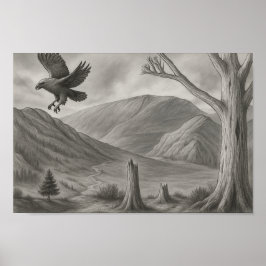 Flying Free – Monokrom Wilderness Sketch Art Poster
