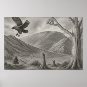 Flying Free – Monokrom Wilderness Sketch Art Poster