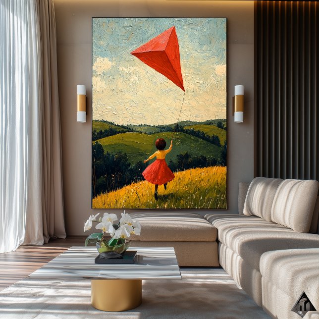 Flying Free – Naïf Barndom Glädje Konst Poster (Skapare uppladdad)