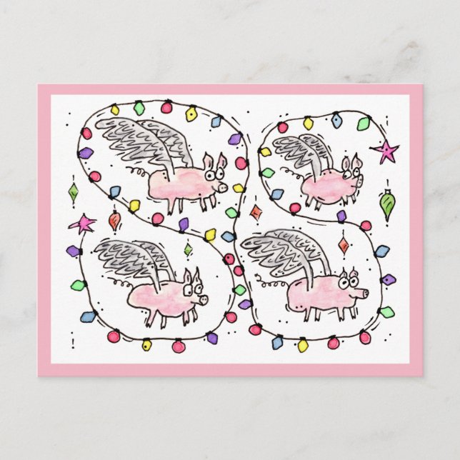 "Flying Future Bacon" Julkort Helg Vykort (Framsida)