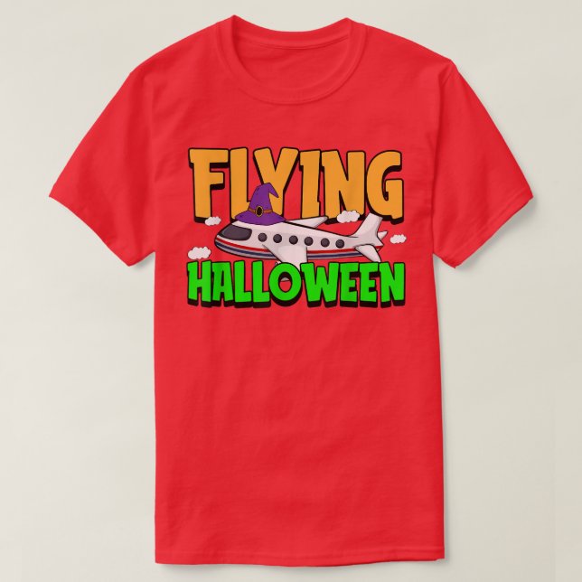 Flying Halloween Costume Cool Airplane Witch Hat P T Shirt (Design framsida)