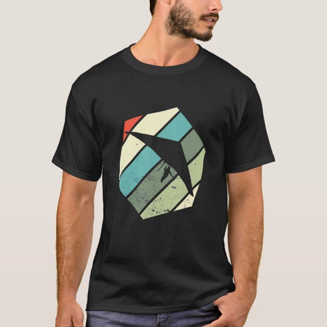 Flying Hang Glider Soaring Hexa Retro Hang Gliding T Shirt (Framsida)