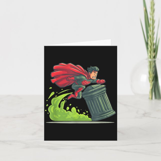 Flying Hero With Trash Can Costume For Take Out Th Kort (Framsida)