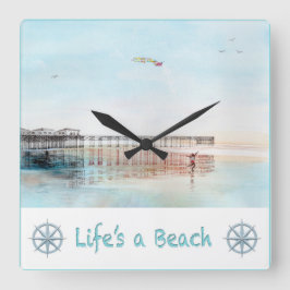 Flying High at Low Tide Fyrkantig Klocka