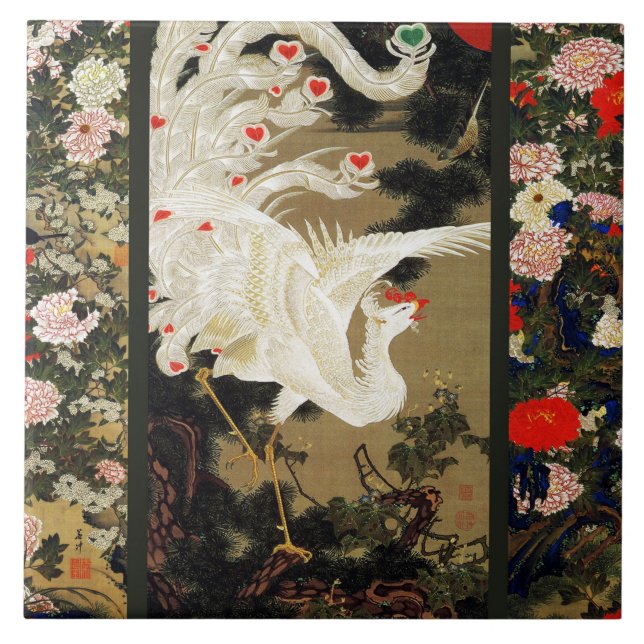 FLYING KÄRLEK PHOENIX,Feathers,Hearts Alla hjärtan Kakelplatta (Framsidan)