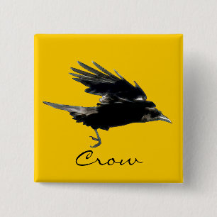 FLYING KRÅKA Raven Wildlife Bird Art Knapp