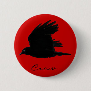 FLYING KRÅKA Raven Wildlife Bird Art Knapp