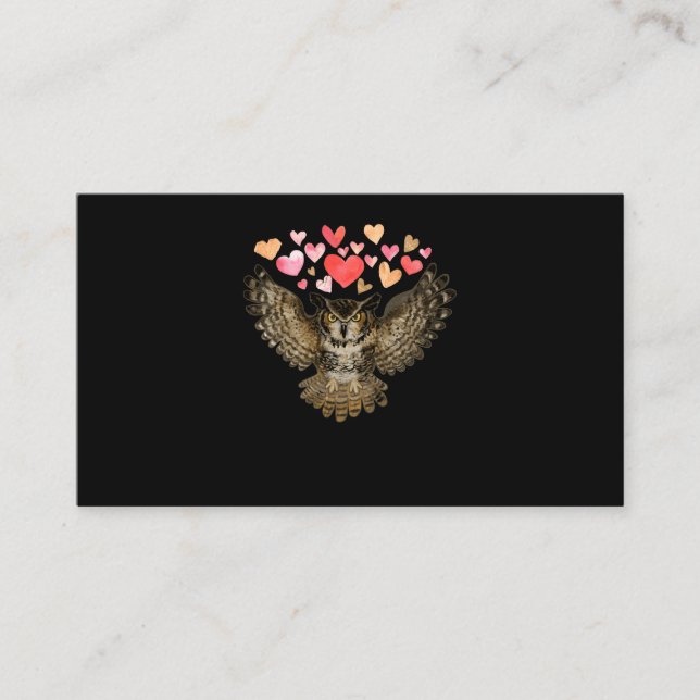 Flying Owl Love Bird Hearts Visitkort (Framsida)