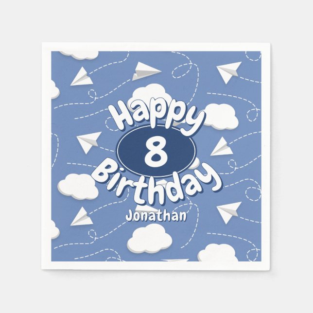 flying paper airplanes boy or girl birthday pappersservett (Framsidan)