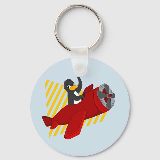 Flying penguing cartoon keychain nyckelring (Framsida)