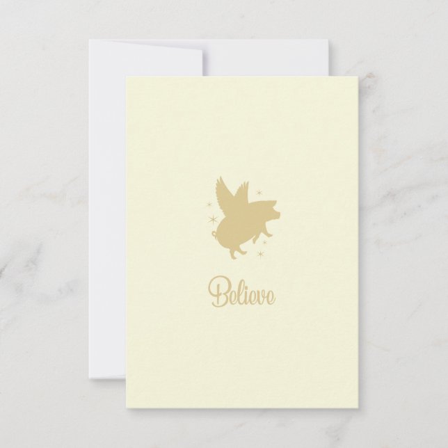 Flying Pig Believe Flat Note Card Anteckningskort (Framsida)
