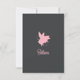 Flying Pig Believe Flat Note Card Anteckningskort