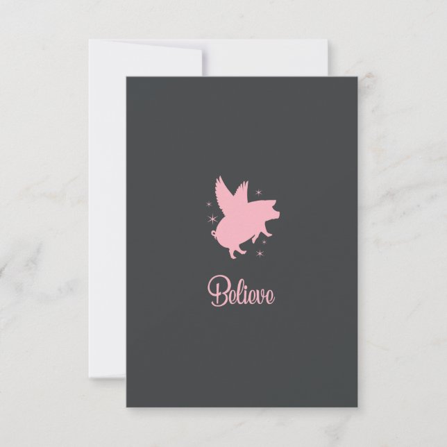 Flying Pig Believe Flat Note Card Anteckningskort (Framsida)