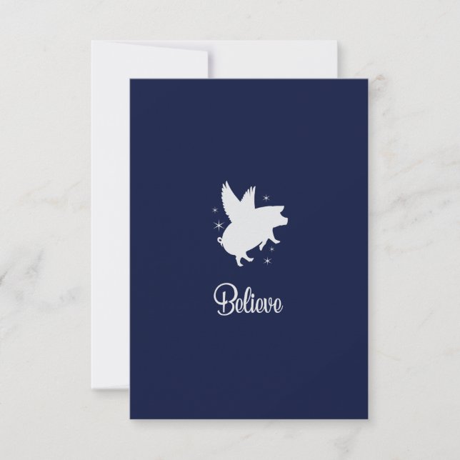 Flying Pig Believe Flat Note Card Anteckningskort (Framsida)