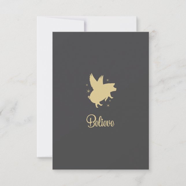 Flying Pig Believe Flat Note Card Anteckningskort (Framsida)