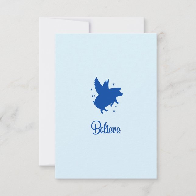 Flying Pig Believe Flat Note Card Anteckningskort (Framsida)