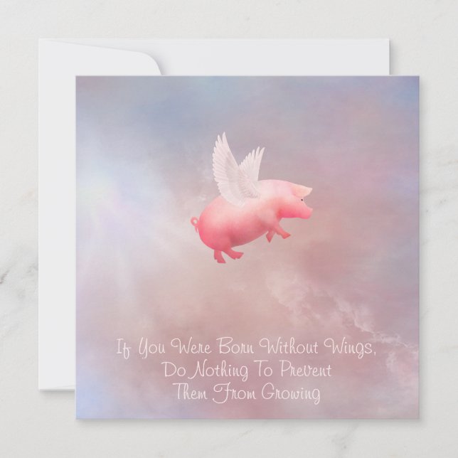 Flying Pig Grow Your Wings-kort Anteckningskort (Framsida)
