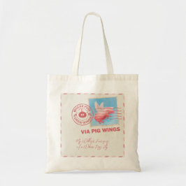 Flying Pig Postage Tote Bag Tygkasse