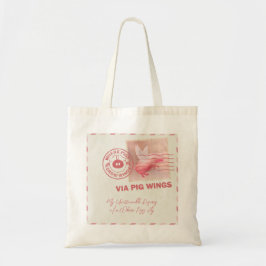 Flying Pig Postage Tote Bag Tygkasse