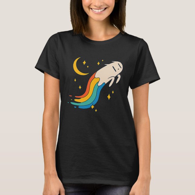 Flying Rainbow Cat Meme Cat Emo Soft Grunge EGirl T Shirt (Framsida)