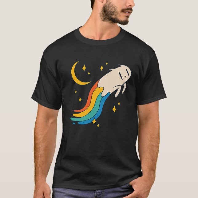 Flying Rainbow Cat Meme Cat Emo Soft Grunge EGirl T Shirt (Framsida)