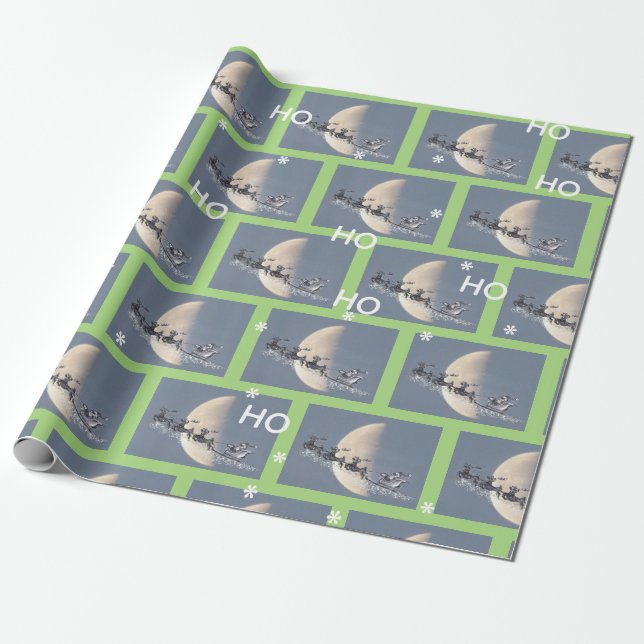 Flying Santa Christmas Wrapping Paper Presentpapper (Utrullad)