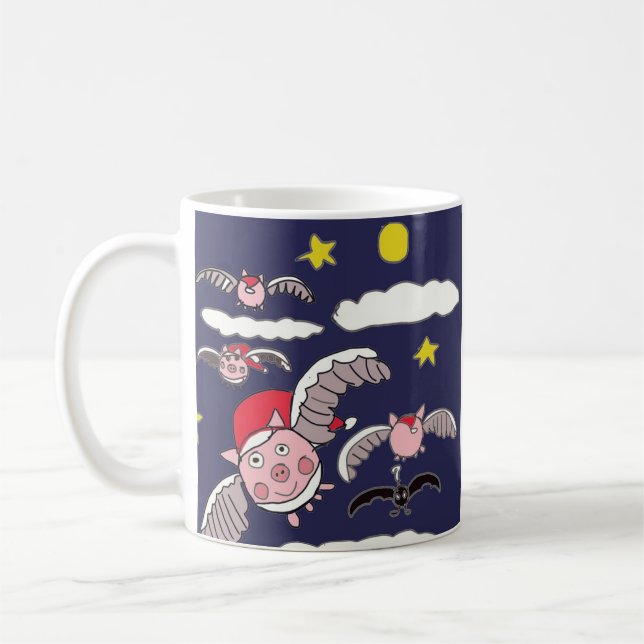 Flying Santa Pig  Kaffemugg (Vänster)