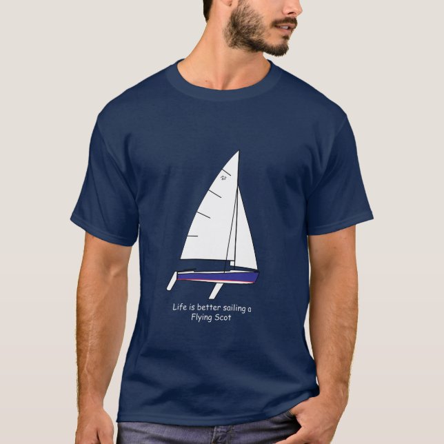Flying Scot Sailboat T Shirt (Framsida)