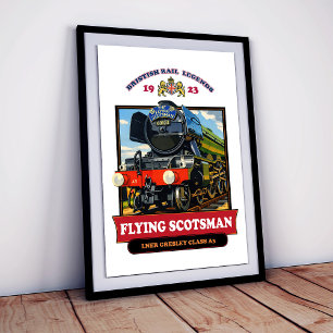 Flying Scotsman 4472 Ånglok Retroaffisch Fototryck
