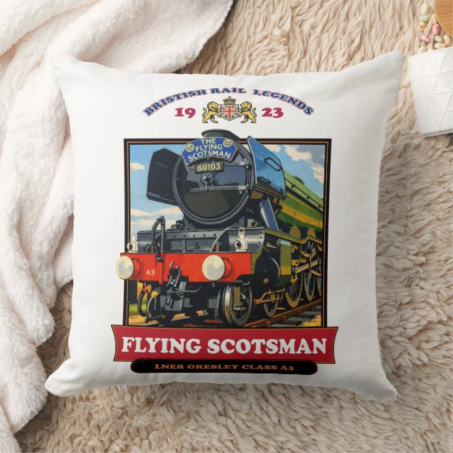 Flying Scotsman 4472 Ånglok Retroaffisch Kudde (Filt)