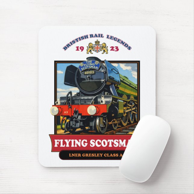 Flying Scotsman 4472 Ånglok Retroaffisch Musmatta (Med mus)