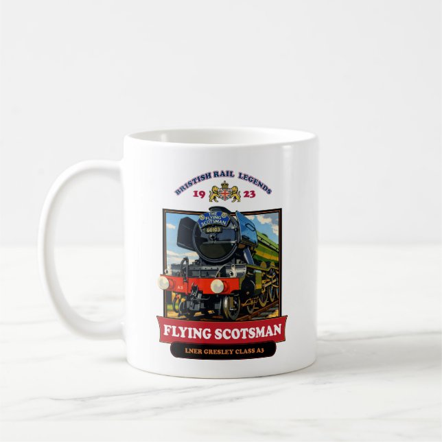 Flying Scotsman 4472 Steam Locomotive Retro Poster Kaffemugg (Vänster)