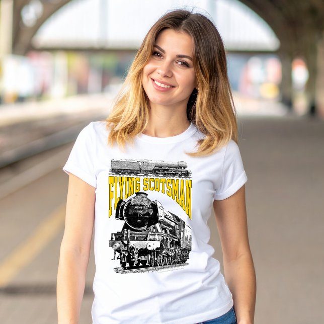 Flying Scotsman ånglok. 1923 LNER tåg T Shirt (Flying Scotsman Steam Locomotive. 1923 LNER Train. Basic Women White T-Shirt)