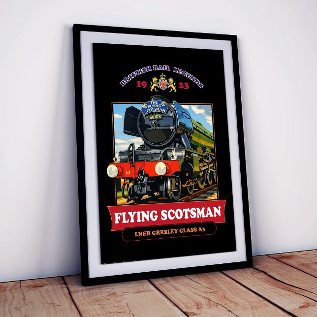 Flying Scotsman Ånglok Vintage Affisch (Flying Scotsman Steam Locomotive Vintage Poster. Poster)