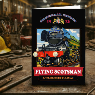 Flying Scotsman Ånglok Vintage Affisch Tack Kort
