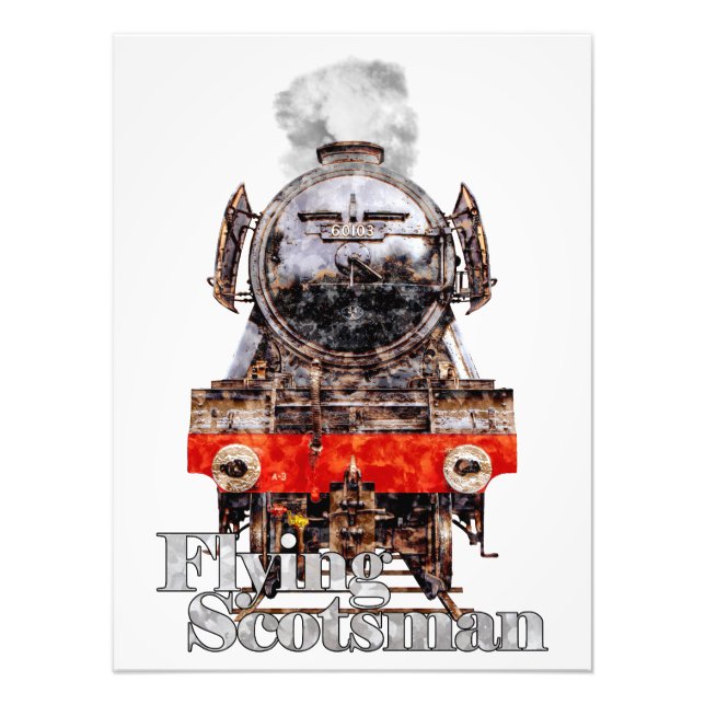Flying Scotsman – Illustration av ånglok Fototryck (Framsidan)