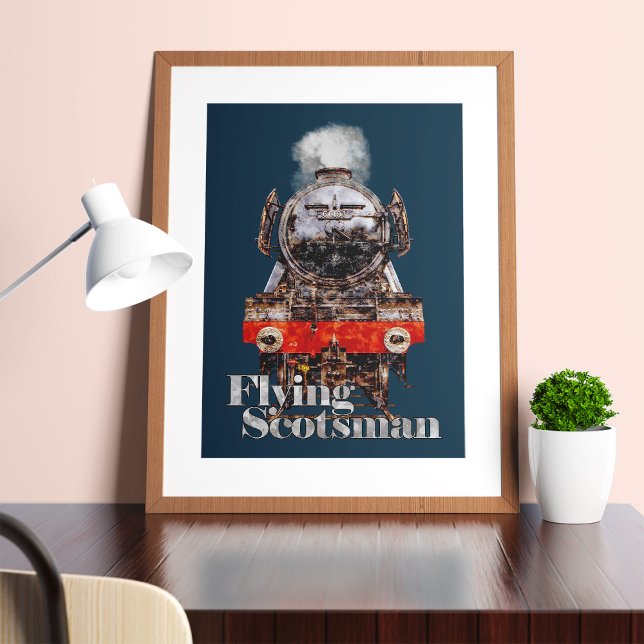 Flying Scotsman – Illustration av ånglok Poster (Flying Scotsman – Steam Locomotive Illustration. Poster)