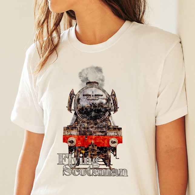Flying Scotsman – Illustration av ånglok T Shirt (Flying Scotsman – Steam Locomotive Illustration. Womens Basic T-Shirt)