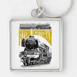 Flying Scotsman Steam Locomotive. 1923 LNER Train Fyrkantig Silverfärgad Nyckelring