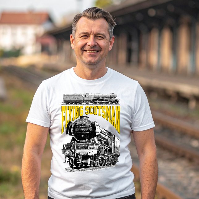Flying Scotsman Steam Locomotive. 1923 LNER Train T Shirt (Flying Scotsman Steam Locomotive. 1923 LNER Train. Basic Men White T-Shirt)