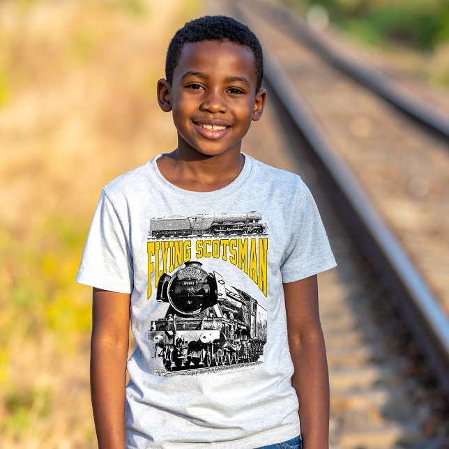 Flying Scotsman Steam Locomotive. 1923 LNER Train T Shirt (Flying Scotsman Steam Locomotive. 1923 LNER Train. Basic Boy White T-Shirt)