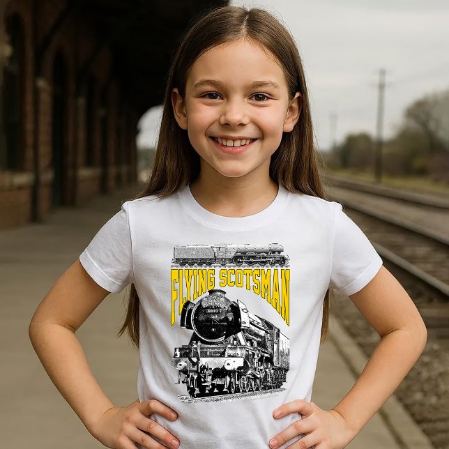 Flying Scotsman Steam Locomotive. 1923 LNER Train T Shirt (Flying Scotsman Steam Locomotive. 1923 LNER Train. Basic Girl White T-Shirt)