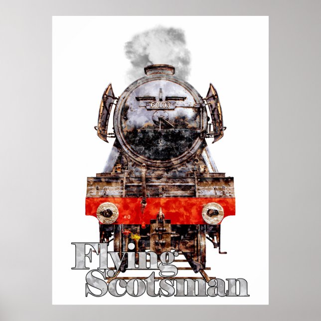 Flying Scotsman – Steam Locomotive Illustration Poster (Framsidan)